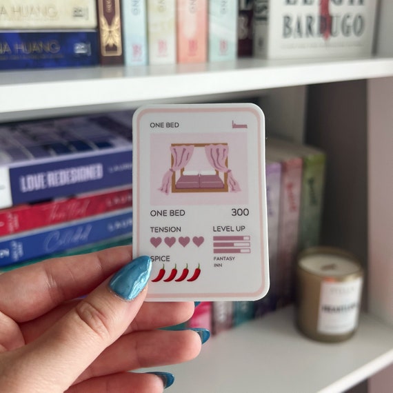 One Bed Trope Trading Card Sticker | Bookish Sticker | Gifts for Readers | Kindle Accessories | Book Lovers | Spicy Reads | Smut Lover