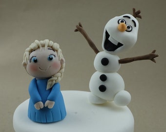 Fondant Frozen Cake Toppers: Elsa and Olaf, Handmade Decoration
