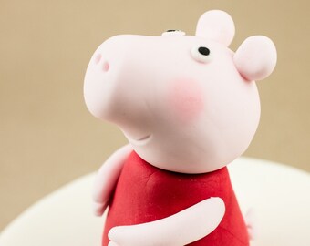 Fondant Peppa Pig Cake Topper, Handmade Birthday Decoration