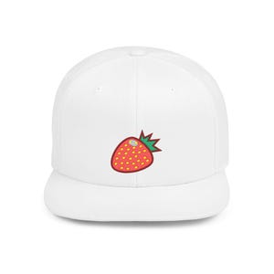 Flat Bill Snapback Strawberry Hat - Embroidered Hat for Casual Wear - Trendy Mens Hat for Summer Style - High Quality Strawberry Cap
