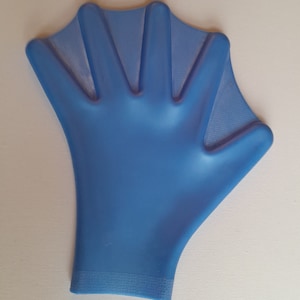 Blue Webbed Silicone Swim Gloves Swimming Resistance Training Mitts Small Adult Unisex Childrens