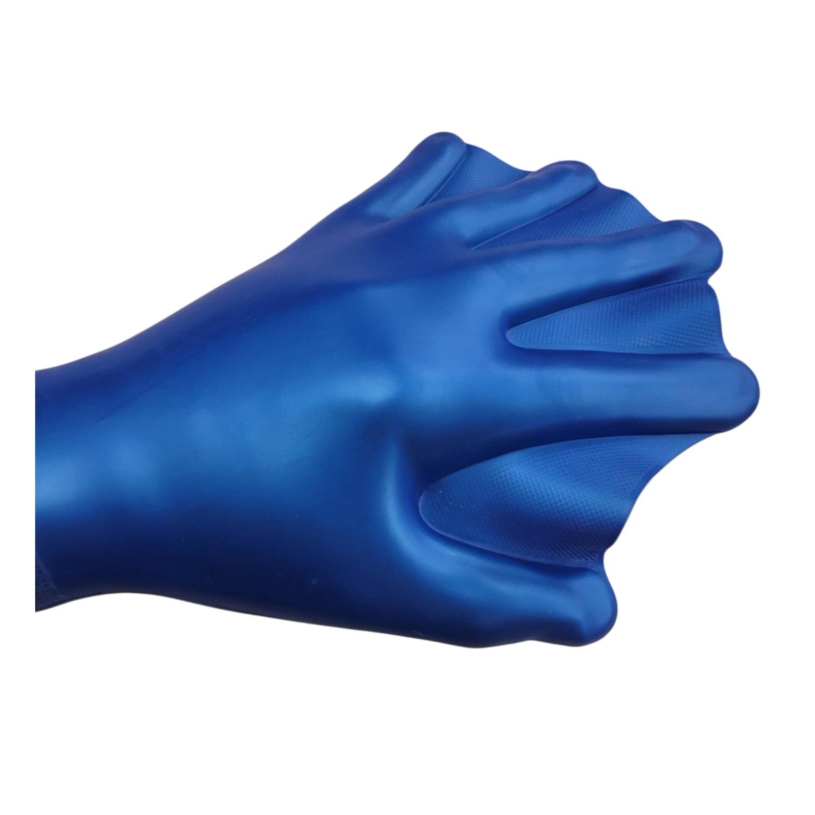 2 Pairs Blue Webbed Silicone Swim Gloves Swimming Resistance Training Diving Mitts Large Adult Unisex