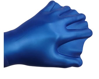 Guantes de natación de silicona con red vintage azules, guantes de entrenamiento de resistencia para natación, talla grande, unisex para adultos