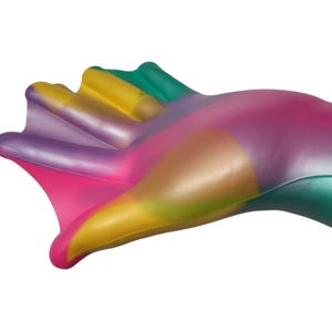Rainbow Webbed Silicone Swim Gloves Swimming Resistance Training Mitts Diving Medium Adult Unisex Multicoloured