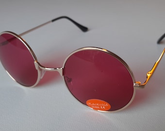 Vintage John Lennon Style Sunglasses Round Pink Gold Teashades Adult Unisex mens ladies womens