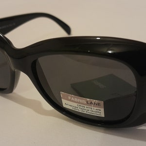 True Vintage Classic Authentic Fabris Lane Gafas de sol 1980&#39;s 140mm Temple Frontal Frame Oversize Unisex Black Shades Dark Lens