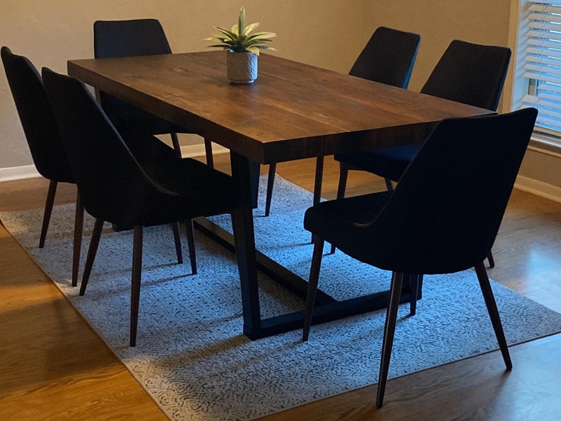 72 Wooden Modern Dining Table Solid Wood Desk Mid Century Etsy