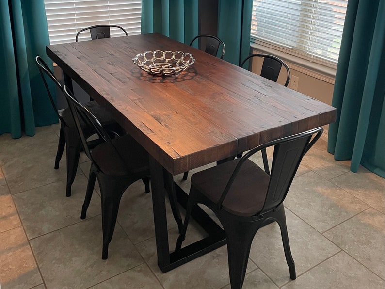 72 Wooden Modern Dining Table Solid Wood Desk Mid Century Etsy