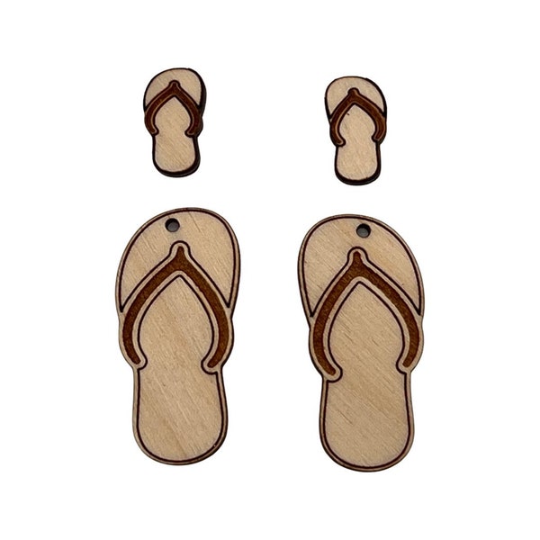 Flip Flop Dangles with or without studs wood blank Earrings-Drop Earrings blanks-Unfinished wood earrings-Blank cutouts- handmade blanks