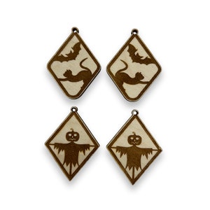 Straw man-Bat-Cat wood dangles blanks earrings, wood cutouts, handmade wood earrings-unfinished earrings-wood Halloween blanks.