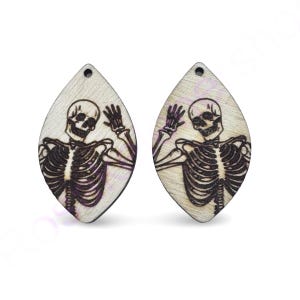 Halloween skeleton wood dangles set-wood blanks earrings-wood jewelry making earrings-unfinished earrings-Halloween blanks-craft supplies.