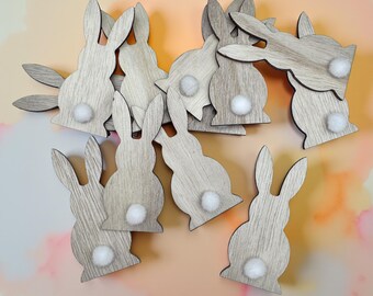 12 Pieces Easter bunny-rabbit wood Decor blanks DIY crafts-Unfinished handmade wood cutouts blanks-craft Supplies- DIY kids wood projects.