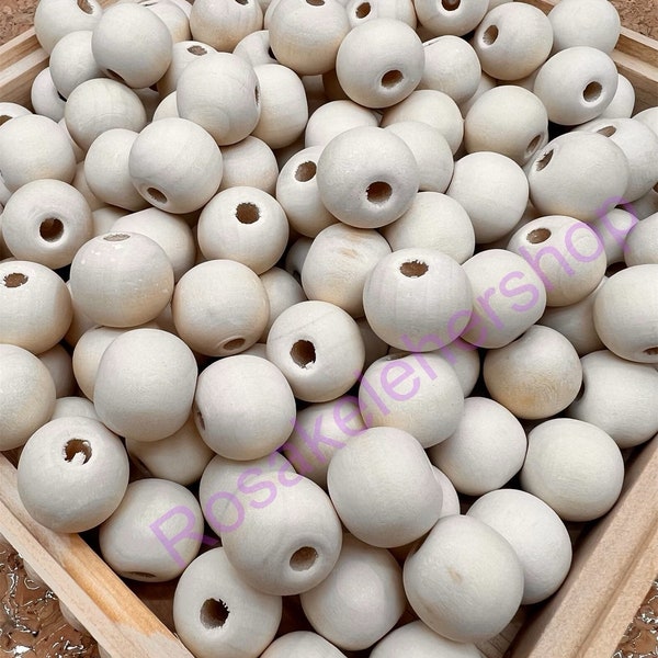 Beige Wood Beads: Natural Cream Round Wooden 20mm (3/4 inch) Boho Spacer Beads High Quality Jewelry Supplies for Necklace Bracelet Making
