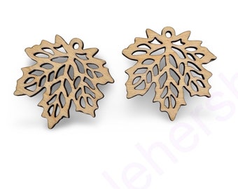 Maple leaf cutout dangle Earring blanks -Unfinished wood earrings-Blank cutouts-handmade blanks-handmade jewelry.