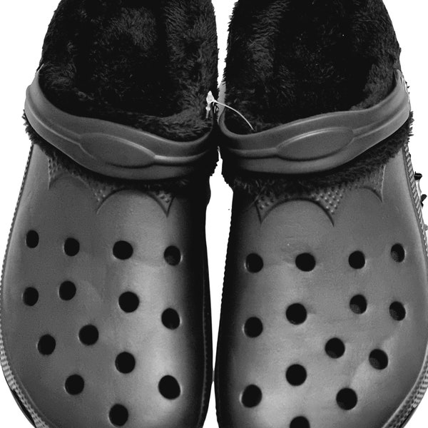 Fur Lined Clogs Winter Furry Mules Black Shoes Slippers Slip On Adults Comfy Clogs insoles inserts Lining beach garden chef kitchen cloggis