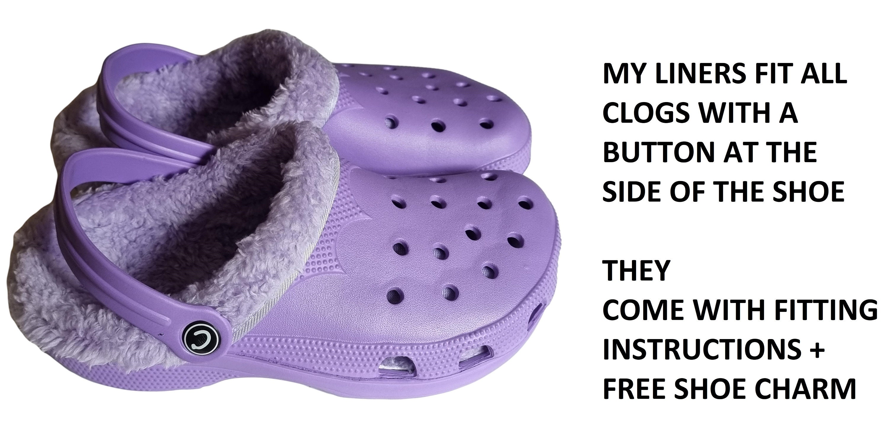 Purple fur crocs shop