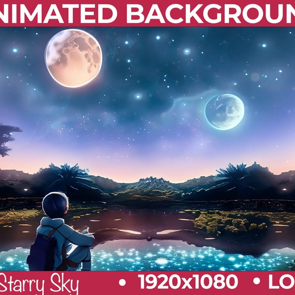 Atemberaubende Weltraum-Hintergrundanimation mit Zwei Planeten Animierten Hintergrund der Kosmos | Full HD SEAMLESS LOOP twitch Streamer vtuber youtube