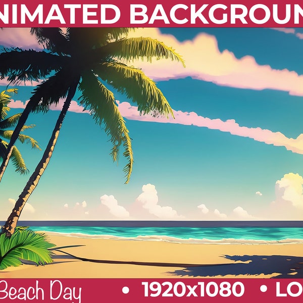 ANIMATED BACKGROUND Beach Day Lofi Cozy Ambience Looped Vtuber Twitch Stream Overlay Background