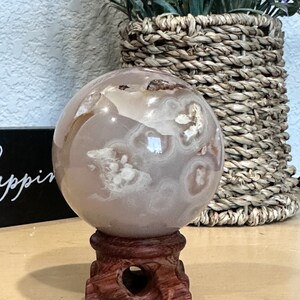 Flower Agate Crystal Sphere 61.5 mm Cherry Blossom
