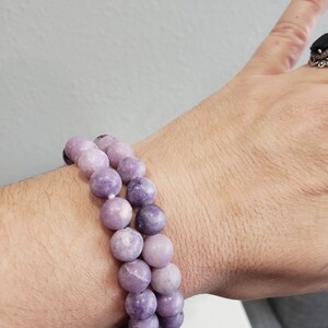 Lepidolite Crystal Beaded Bracelet 8.5 mm