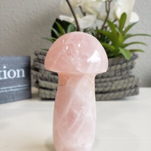 Rose Quartz Mushroom Crystal Carving Hyaline Quartz