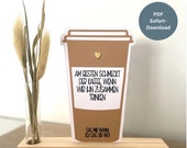PDF Datei Einladung zum Kaffee, Schöne Einladungskarte zum Kaffeedate, Coffee date, Basteldatei digital download zum selbst drucken, Kaffee