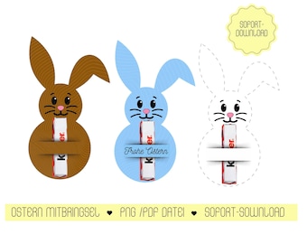 Easter chocolate holder, Easter party favor, chocolate, Easter bunny craft kit, Easter PNG, Easter chocolate bars, party favor