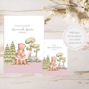 Conjunto de archivos PDF Folleto en U y certificado de vacunación personalizado, funda protectora con nombre, regalo de nacimiento, idea de regalo para bebés niñas, archivo digital