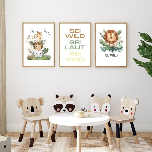 Be wild be loud be child, children's room poster, print file 42 cm x 59 cm, download file, children's room, kids room,