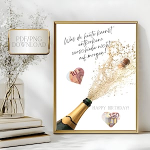 Money gift in a picture frame, money gift birthday, PDF to print, gift idea money wrapping, wish fulfiller, digital download