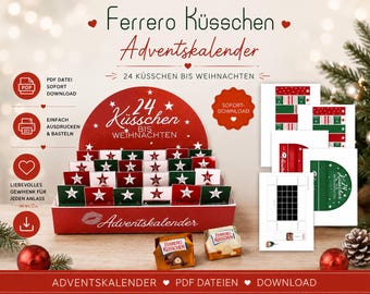 DIY Advent Calendar Printable Template, 24 Ferrero Rocher Wrappers, Gift Idea for Her/For Him/For Girlfriend, Christmas Gift in a Box