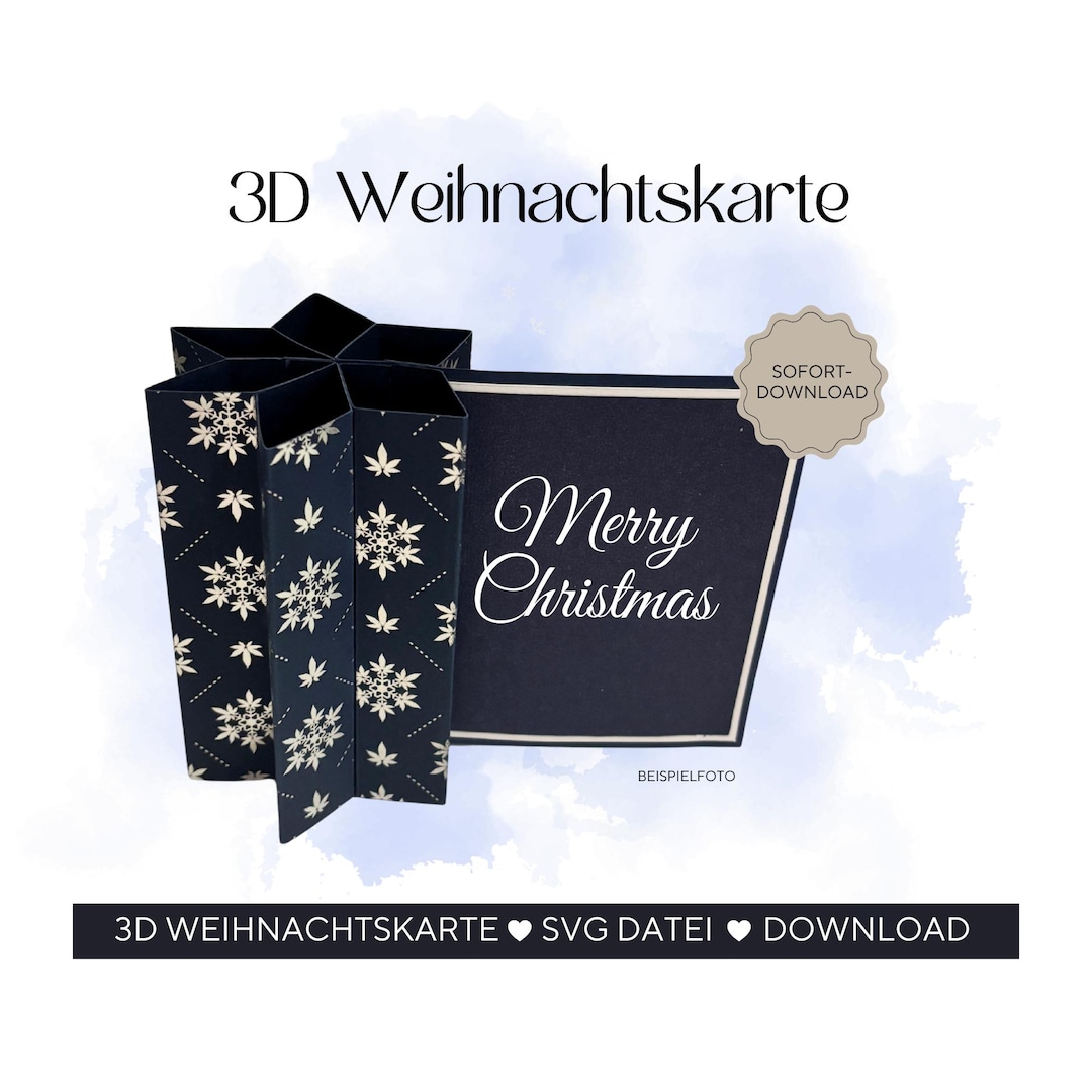3D Weihnachtskarte | SVG Schnittmuster für Weihnachtskarte | Grusskarte
