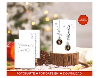 Carte de Noël | Carte photo | Carte avec argent | Modèle de carte de Noël à imprimer | Modèle de carte de vœux de Noël à fabriquer soi-même | Cadeau d'argent pour Noël