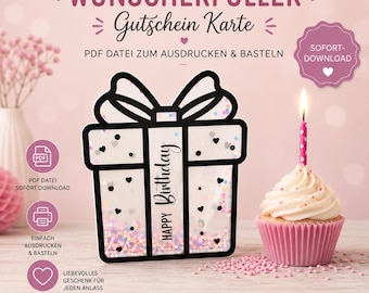Wish Granter PDF Craft File, Money Gift, Money Packaging, Gift Packaging for Banknotes, Wish Granter Birthday, Gift