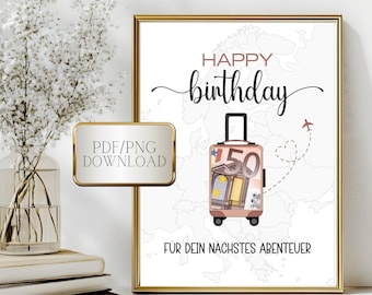 Money gift in a picture frame, money gift for a trip, digital wish fulfiller, last-minute gift, DIY money gift, wish fulfiller