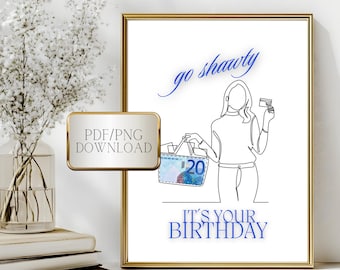 Money gift in a picture frame, money gift shopping, printable PDF, gift idea for packaging money, wish fulfiller, digital download