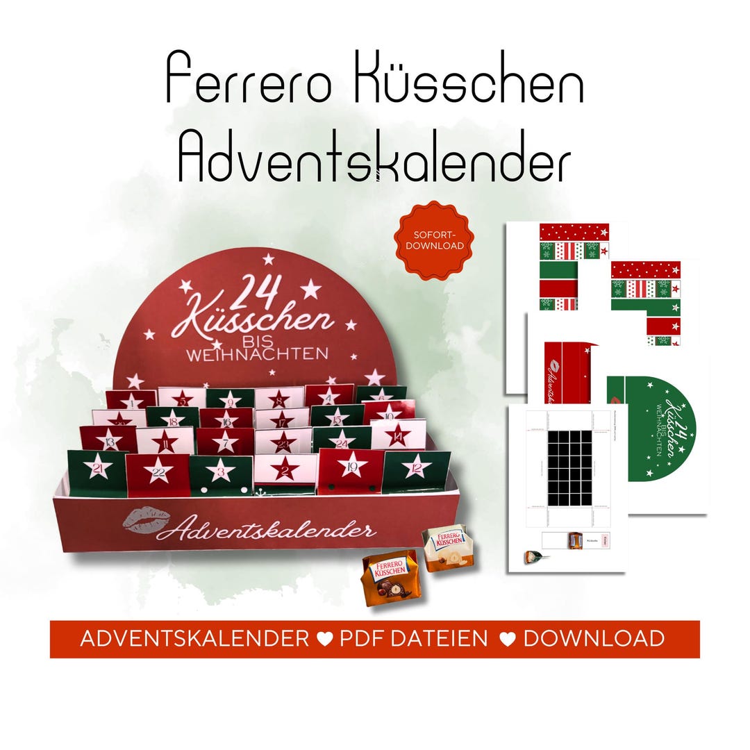 DIY Advent Calendar Printable Template, 24 Ferrero Rocher Wrappers ...