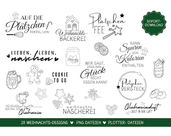 German plotter file baking Christmas - baking png bundle - cookies png - German sayings baking - Cricut Silhouette - Bakery