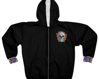 Black hoodie Zip Hoodie skull design steet wear jacket