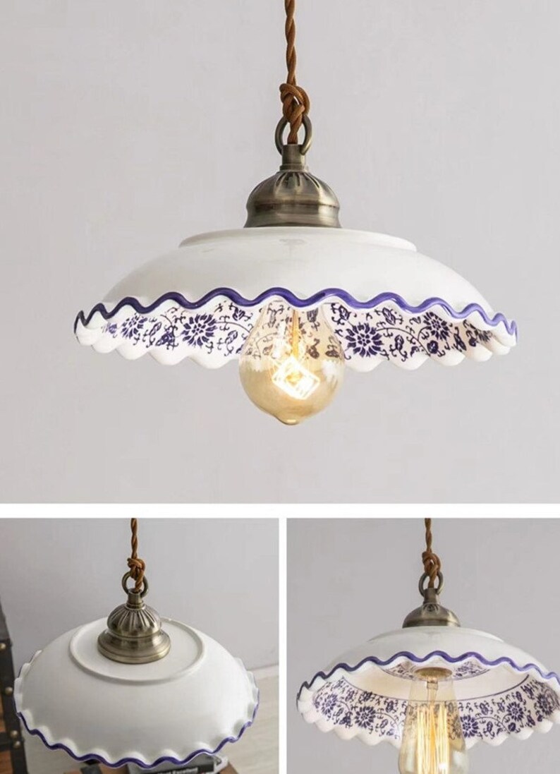 Vintage Style Ceramic Pendant Light Ceramic Light Fixture Etsy