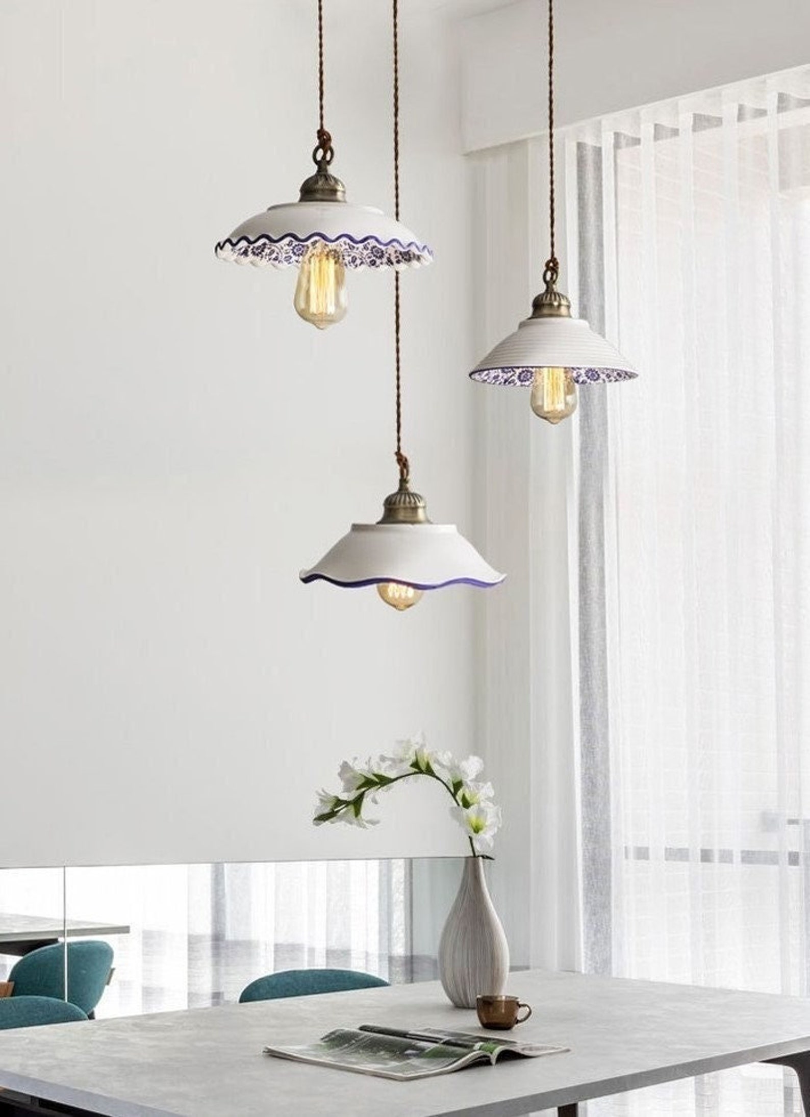 Vintage Style Ceramic Pendant Light Ceramic Light Fixture Etsy