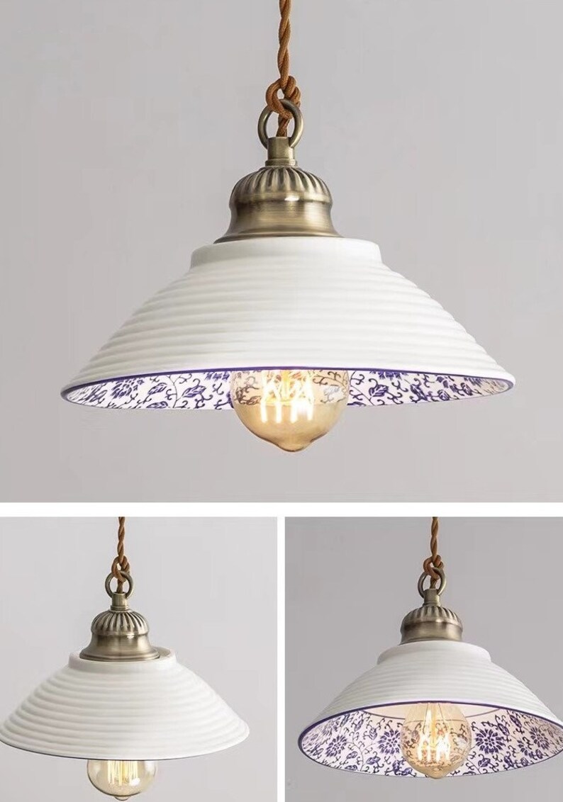 Vintage Style Ceramic Pendant Light Ceramic Light Fixture Etsy