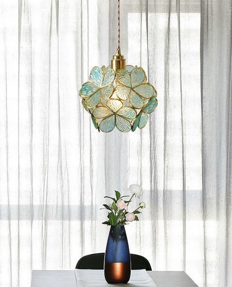 Vintage Style Glass Pendant Light Glass Flower Light Fixture Etsy