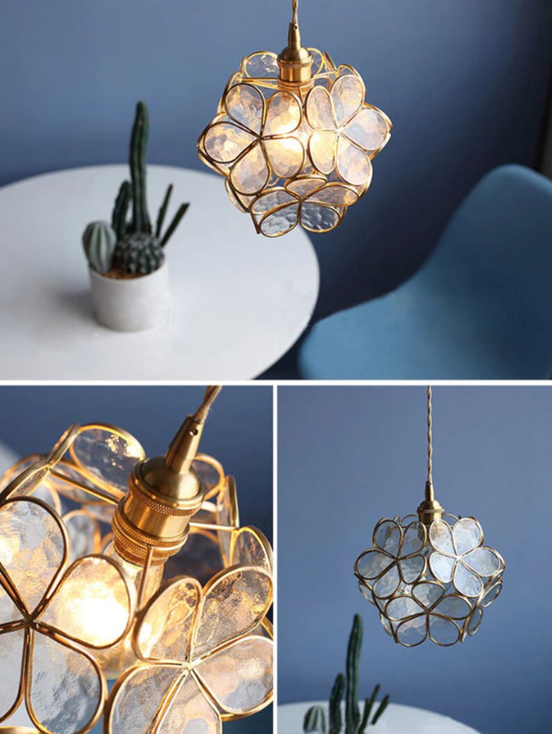 Vintage Style Glass Pendant Light Glass Flower Light Fixture Etsy