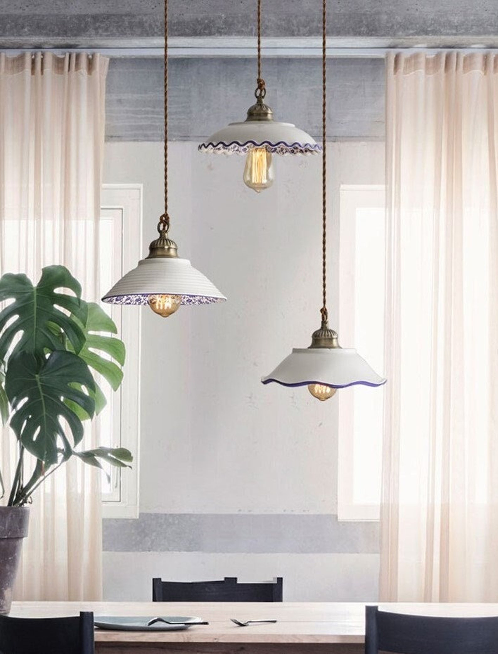 Vintage Style Ceramic Pendant Light Ceramic Light Fixture Etsy