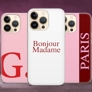 Frankreich Vibe Handyhülle Bonjour Madame Hülle für iPhone 14+ 13 Pro Max 12 mini 11 SE 2022 Xs 8 7 passend für Samsung a12 a13 S22 S21+