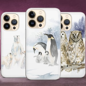 Arctic Animals  Phone Case Night Owl Cover for iPhone 14 Plus 13 Pro Max 12 mini 11 SE 2022 Xs 8 7 fits Samsung a12 a13 S22 S21+