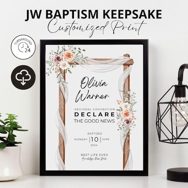Personalized JW Baptism Keepsake: Floral Printable Gift (Digital File) #12