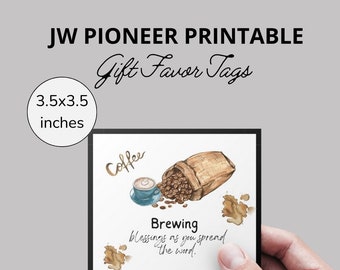 JW Pioneer Coffee Favor Tags: Brewing Blessings Printable (PDF)