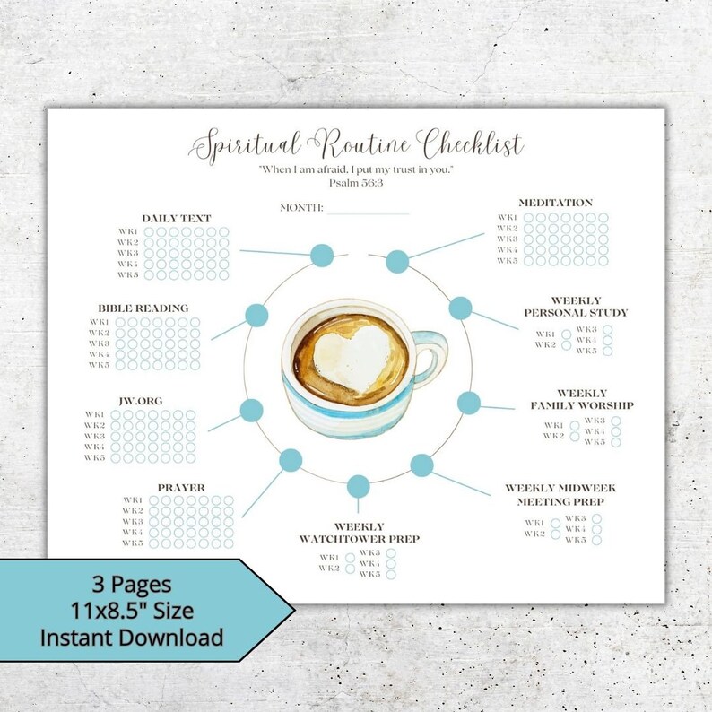JW Spiritual Routine Checklist: Personal Study Tracker (digital ...